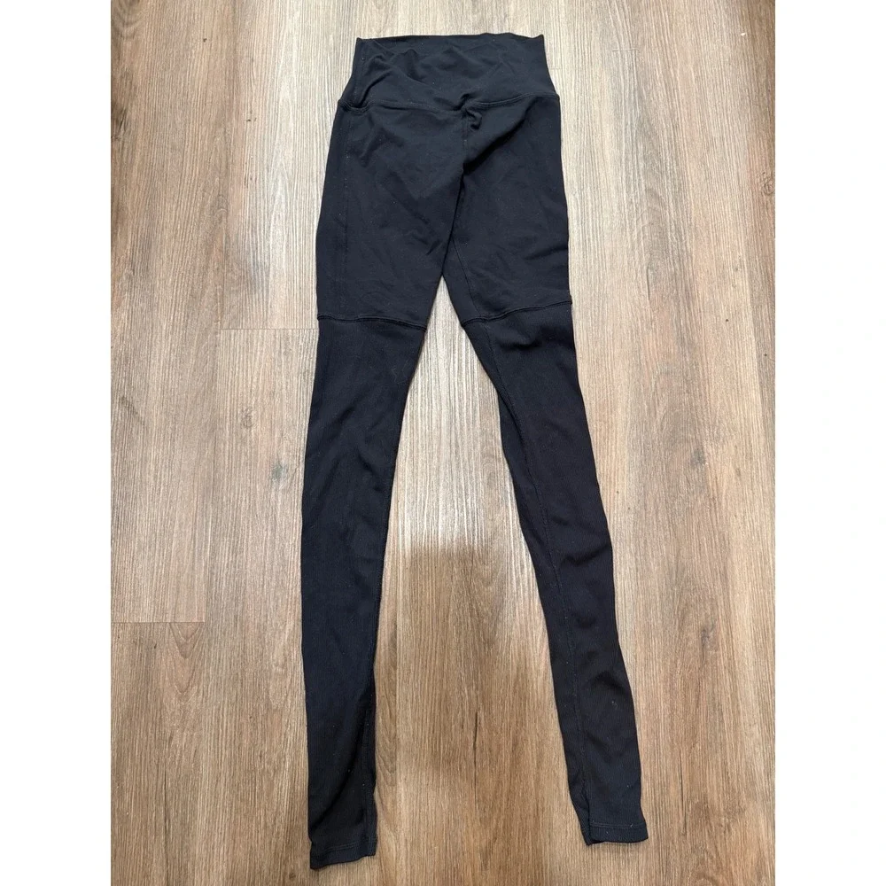 Alo Yoga Goddess High Waisted Ribbed Leggings Black Women XS W5424R
